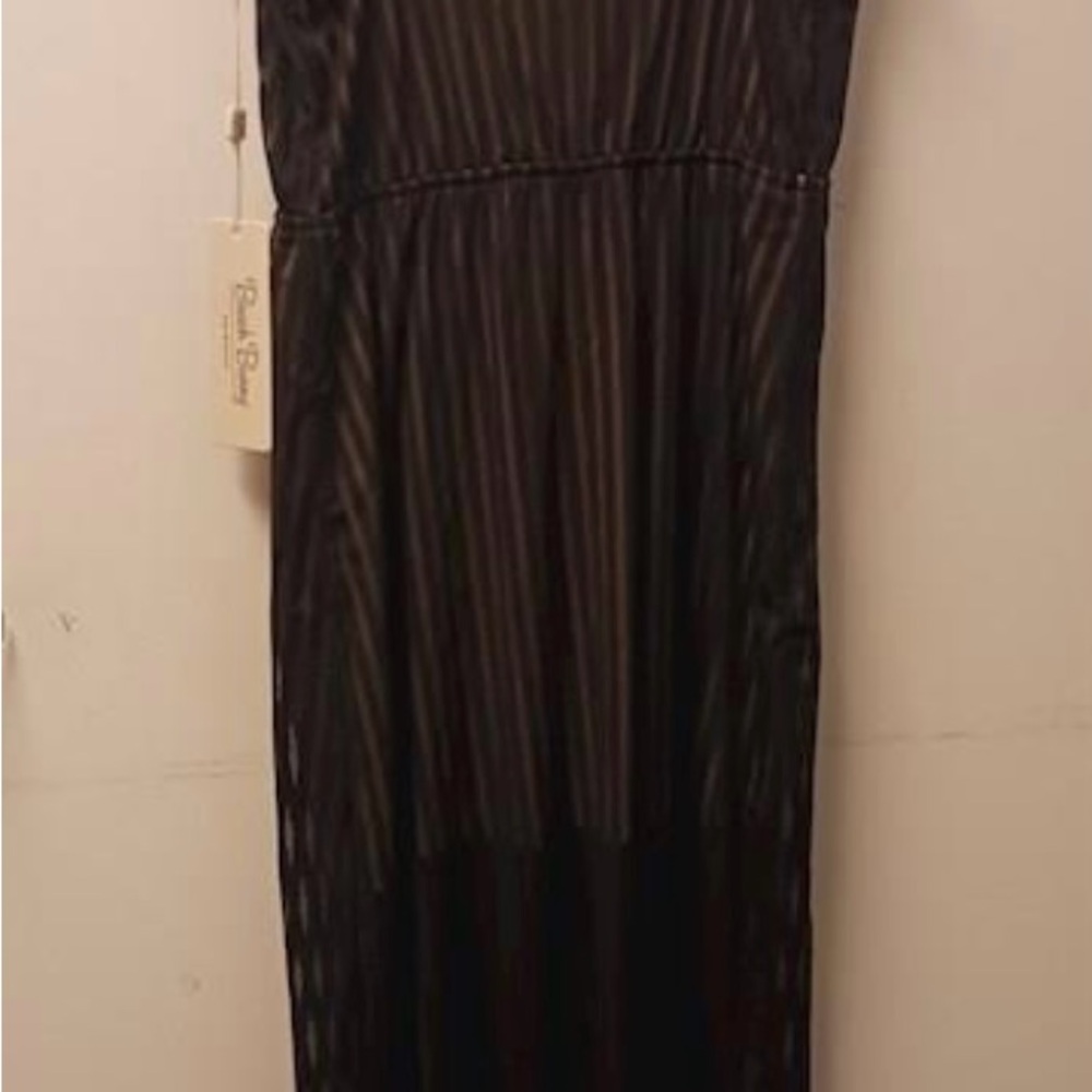 Beach Bunny Black and Tan Striped Top swim cover up